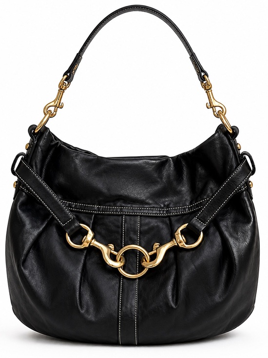 Coach Handbags - COACH vintage Hamptons Belted Hobo Shoulder Bag Y2K Black Leather Buckle Brass